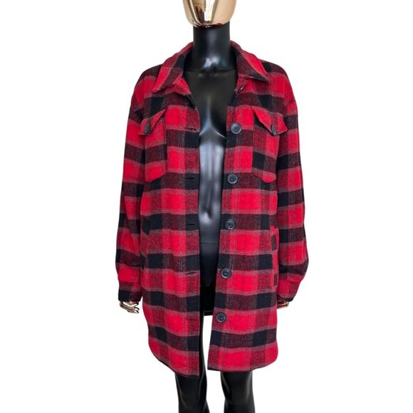C&C California Red Black Buffalo Plaid Jacket Women's Size Medum - Picture 5 of 11